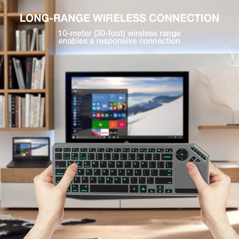 Tastiera Wireless Dual Mode Bluetooth & 2.4G per Smart TV Retroilluminata con Touchpad - Techly ICTB9801TB