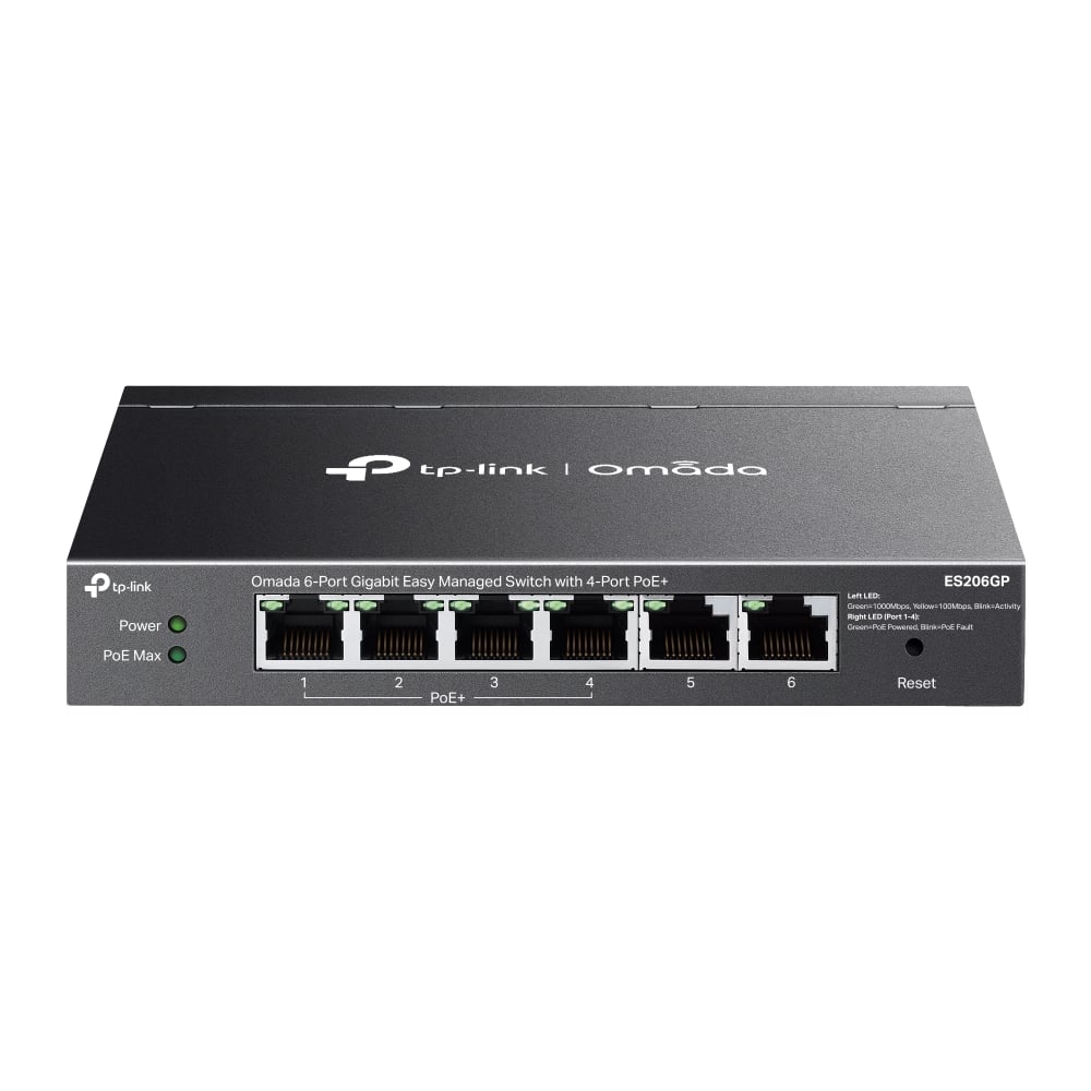 Switch 6 Gigabit Doors Easy Managed with 4 Doors PoE+, ES 206 GP - Omada ICTP-ES 206 GP