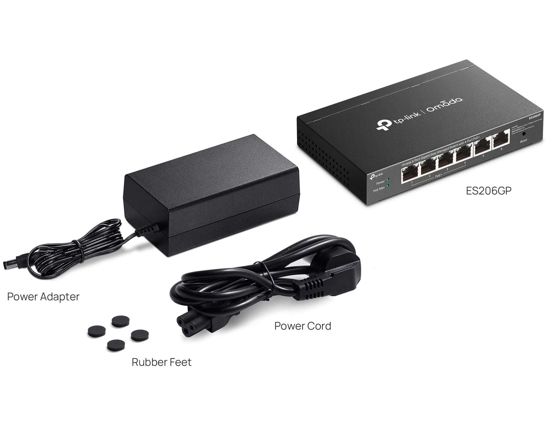 Switch 6 Gigabit Doors Easy Managed with 4 Doors PoE+, ES 206 GP - Omada ICTP-ES 206 GP