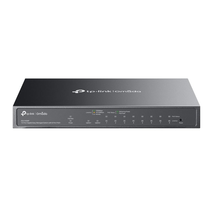 Switch 10 Porte Gigabit Easy Managed con 8 Porte PoE+, 1 SFP, 123W, ES210GMP - Omada ICTP-ES210GMP