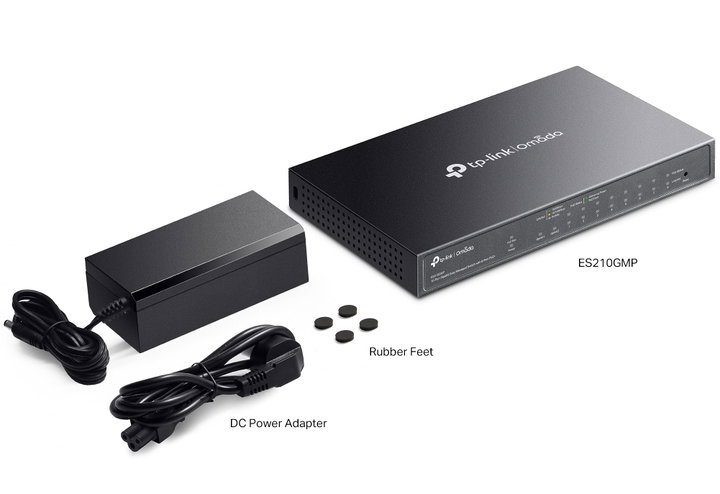 Switch 10 Porte Gigabit Easy Managed con 8 Porte PoE+, 1 SFP, 123W, ES210GMP - Omada ICTP-ES210GMP