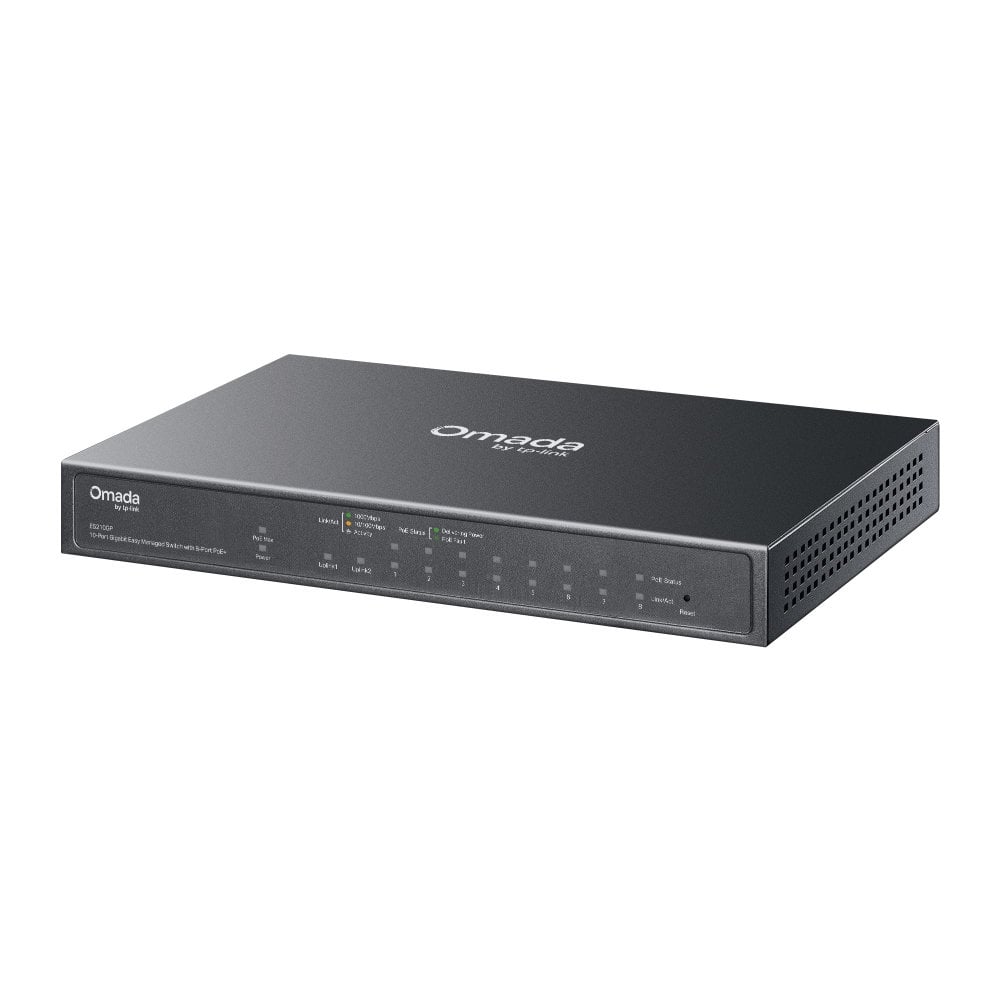 Switch 10 Gigabit Doors Easy Managed with 8 Doors PoE+, 1 SFP/RJ 45 Combo, ES 210 GP - Omada ICTP-ES 210 GP