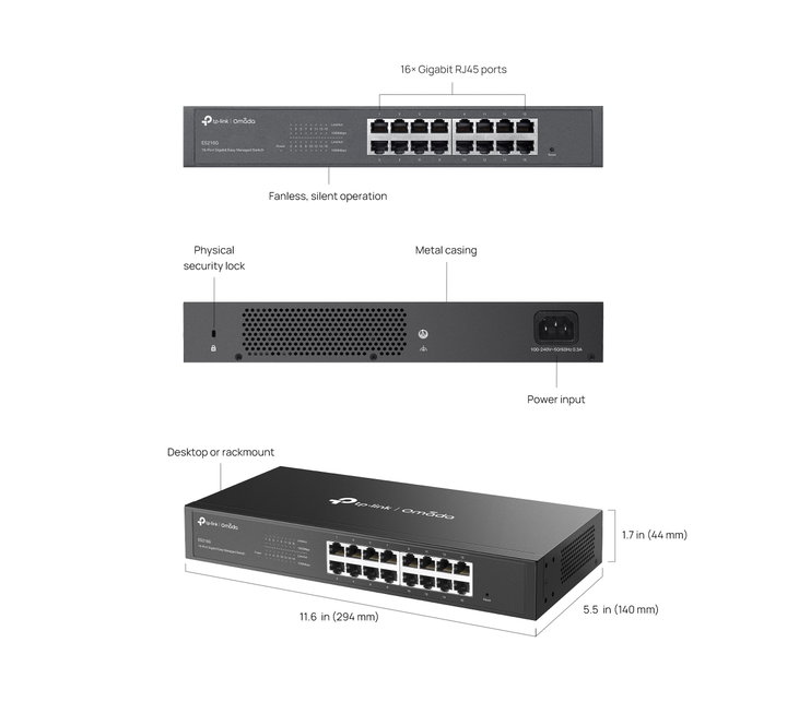 Switch 16 Porte Gigabit Easy Managed, ES216G - Omada ICTP-ES216G