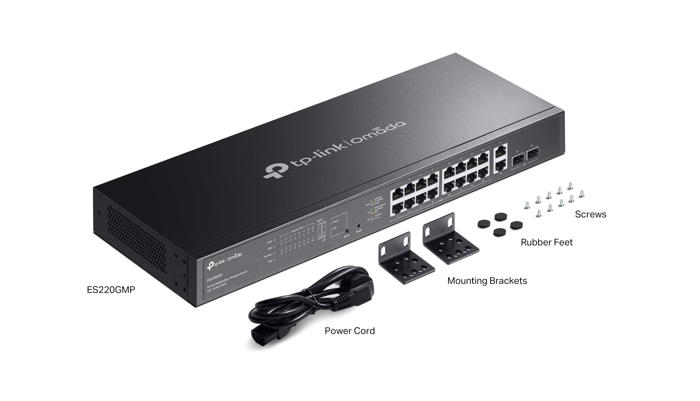Switch 20 Gigabit Doors Easy Managed with 16 Doors PoE+ and 2 SFP, 250 W - Omada ICTP-ES 220 GMP