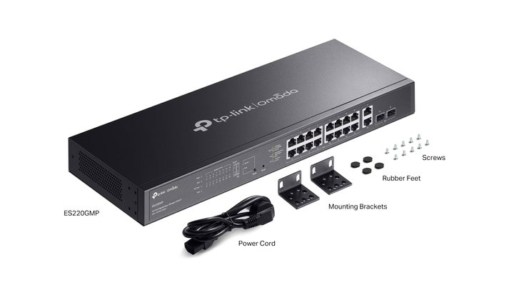 Switch 20 Porte Gigabit Easy Managed con 16 Porte PoE+ e 2 SFP, 250W - Omada ICTP-ES220GMP