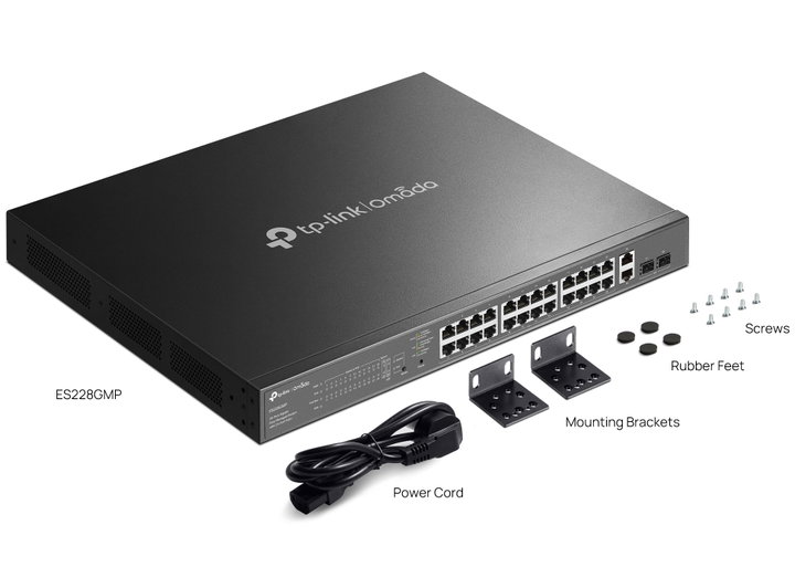 Switch 28 Porte Gigabit Easy Managed con 24 Porte PoE+, 2 SFP, 384W - Omada ICTP-ES228GMP