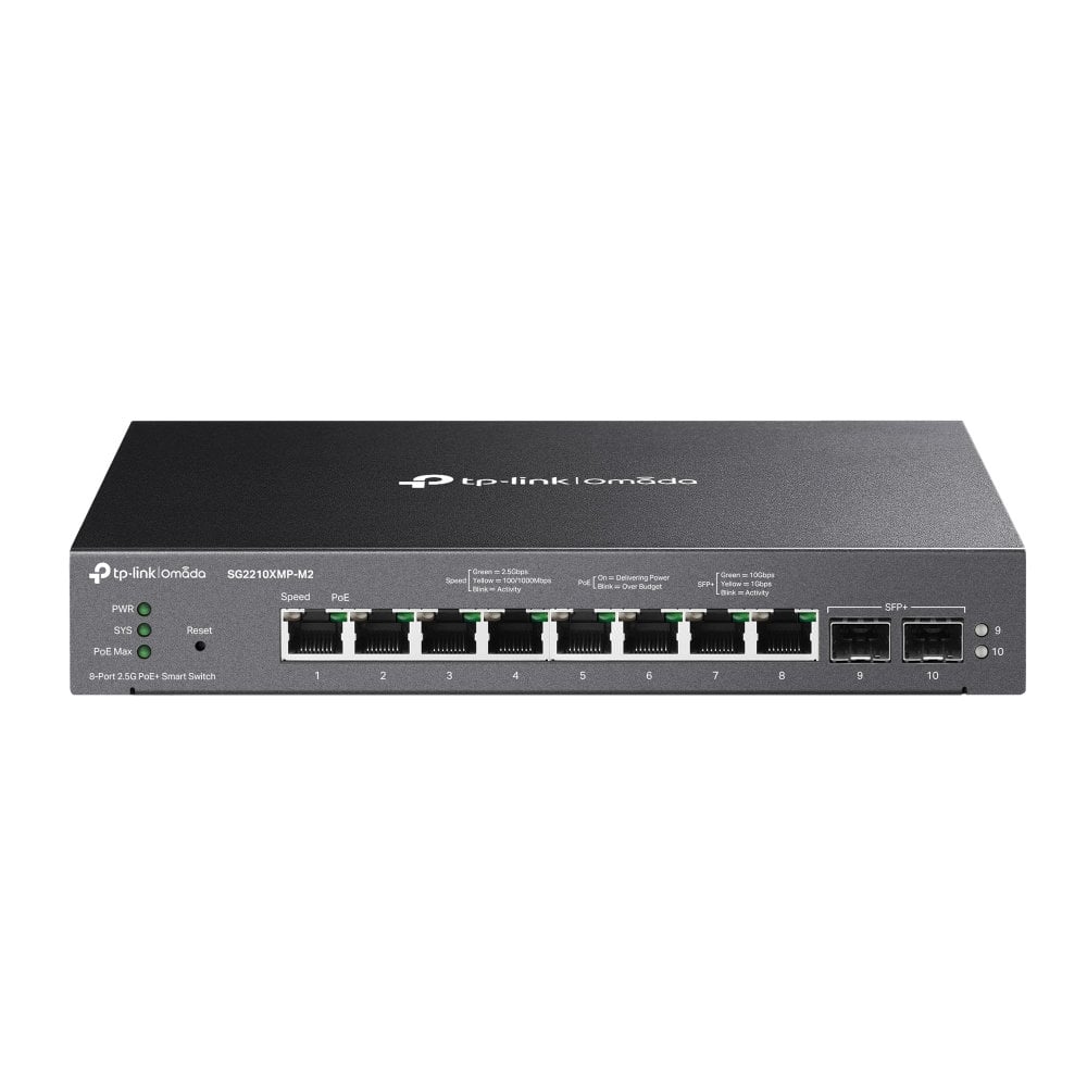 Smart switch with 10 Doors, 8 2.5 GBASE-T, 2 Doors 10 GE SFP+ and 8 Doors PoE+ - Omada ICTP-SG 2210 XMP-M 2