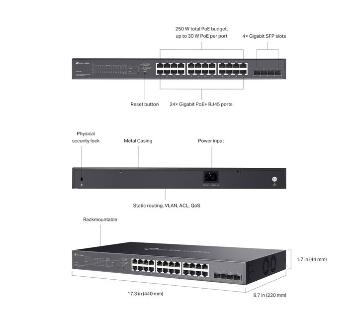 Switch Smart 24 Porte Gigabit PoE+ e 4 SFP - Omada ICTP-SG2428P