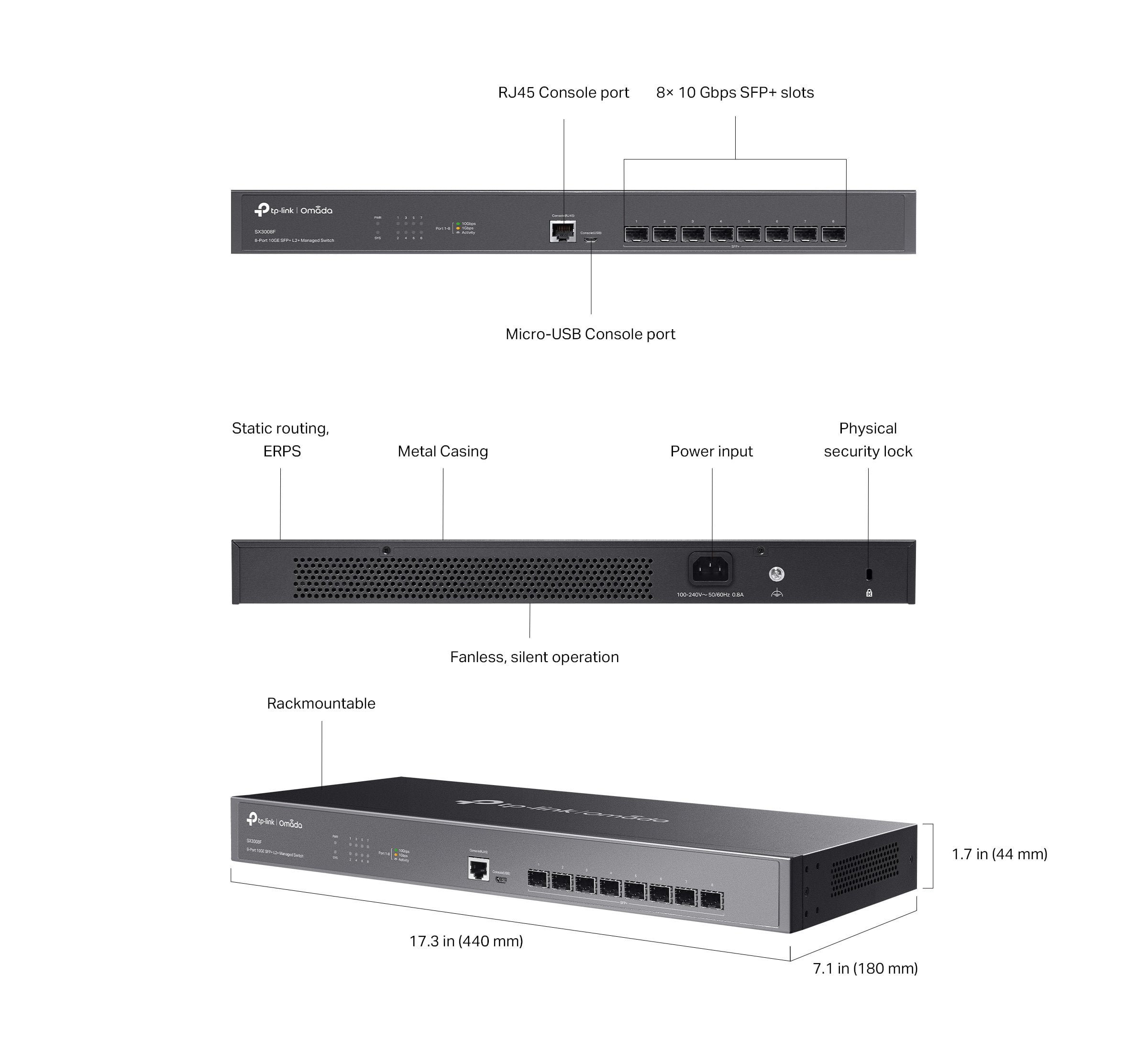 Switch Managed L 2 + with 8 Doors 10 GE SFP+ - Omada ICTP-SX 3008 F