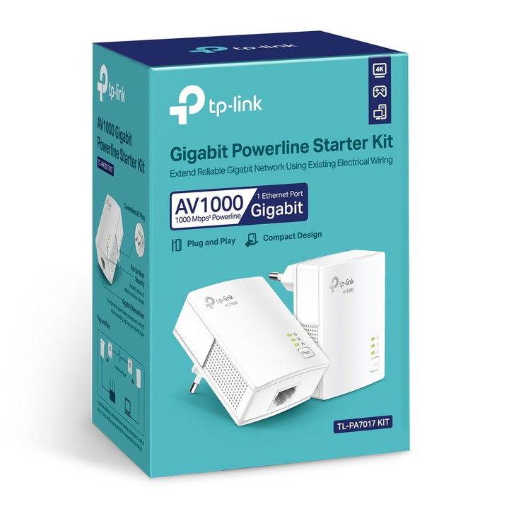 Kit Adattatori Powerline AV2 1000 Mbps con Porta Gigabit - TP-Link ICTP-TL-PA7017K