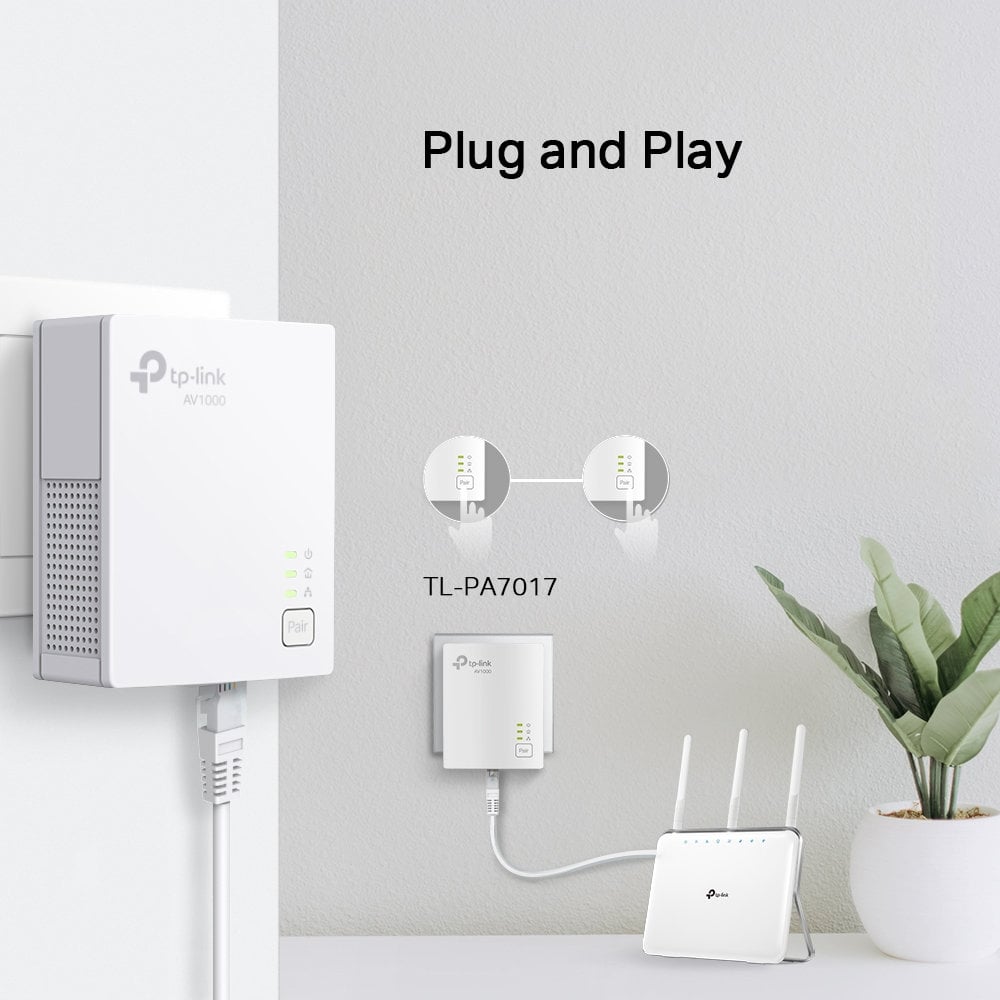 Powerline AV 2 1000 Mbps adapter kit with Gigabit port - TP-Link ICTP-TL-PA 7017 K