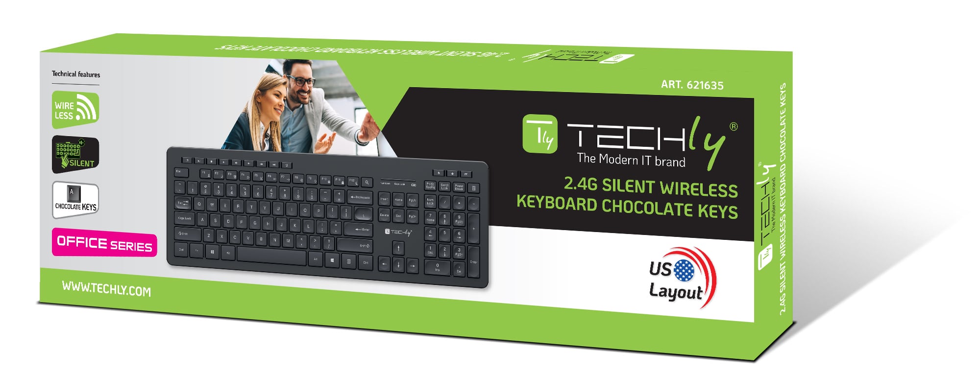 Tastiera Wireless Layout Americano Nero - Techly ICTWC006-US