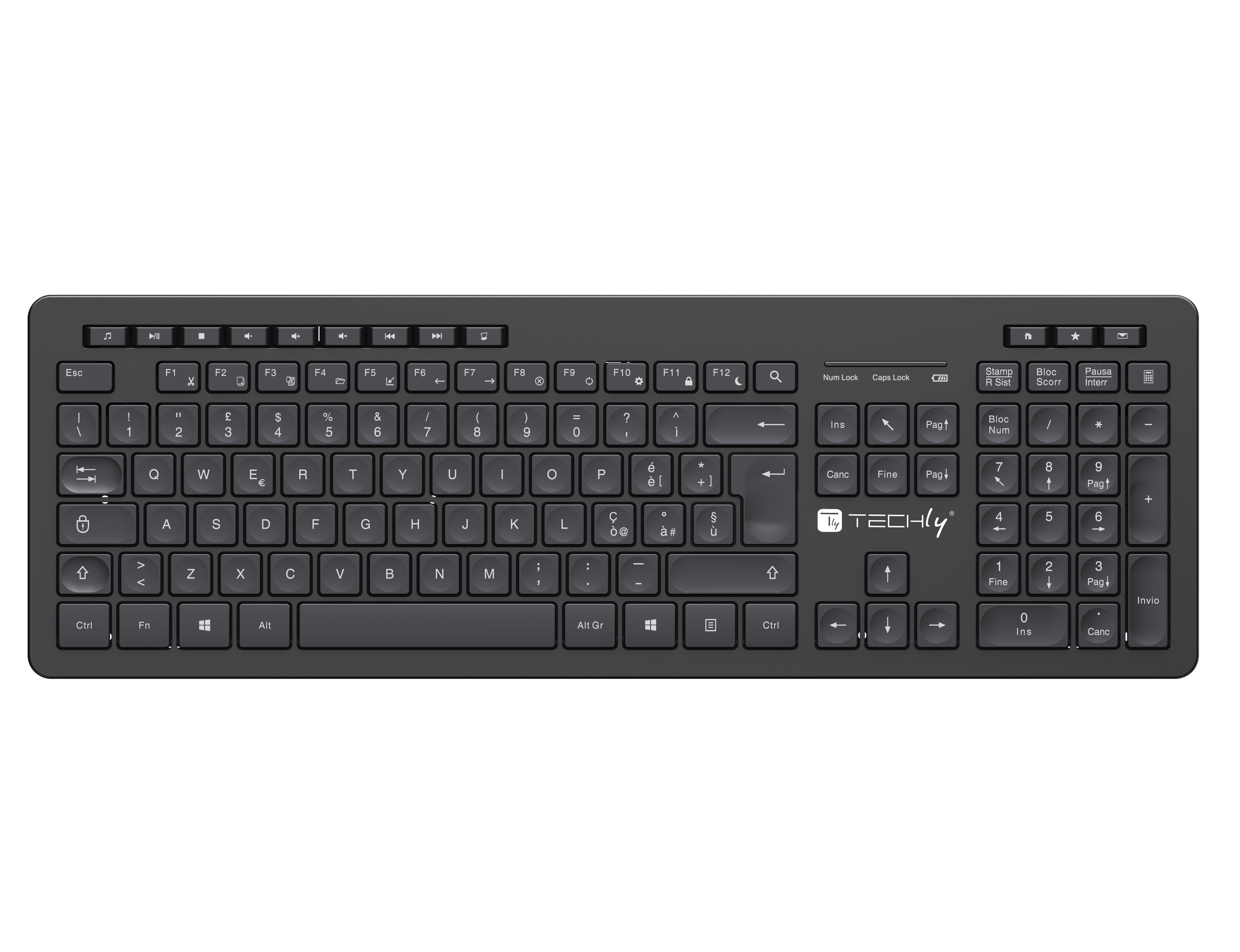 Tastiera Wireless Layout Italiano Nero - Techly ICTWC006