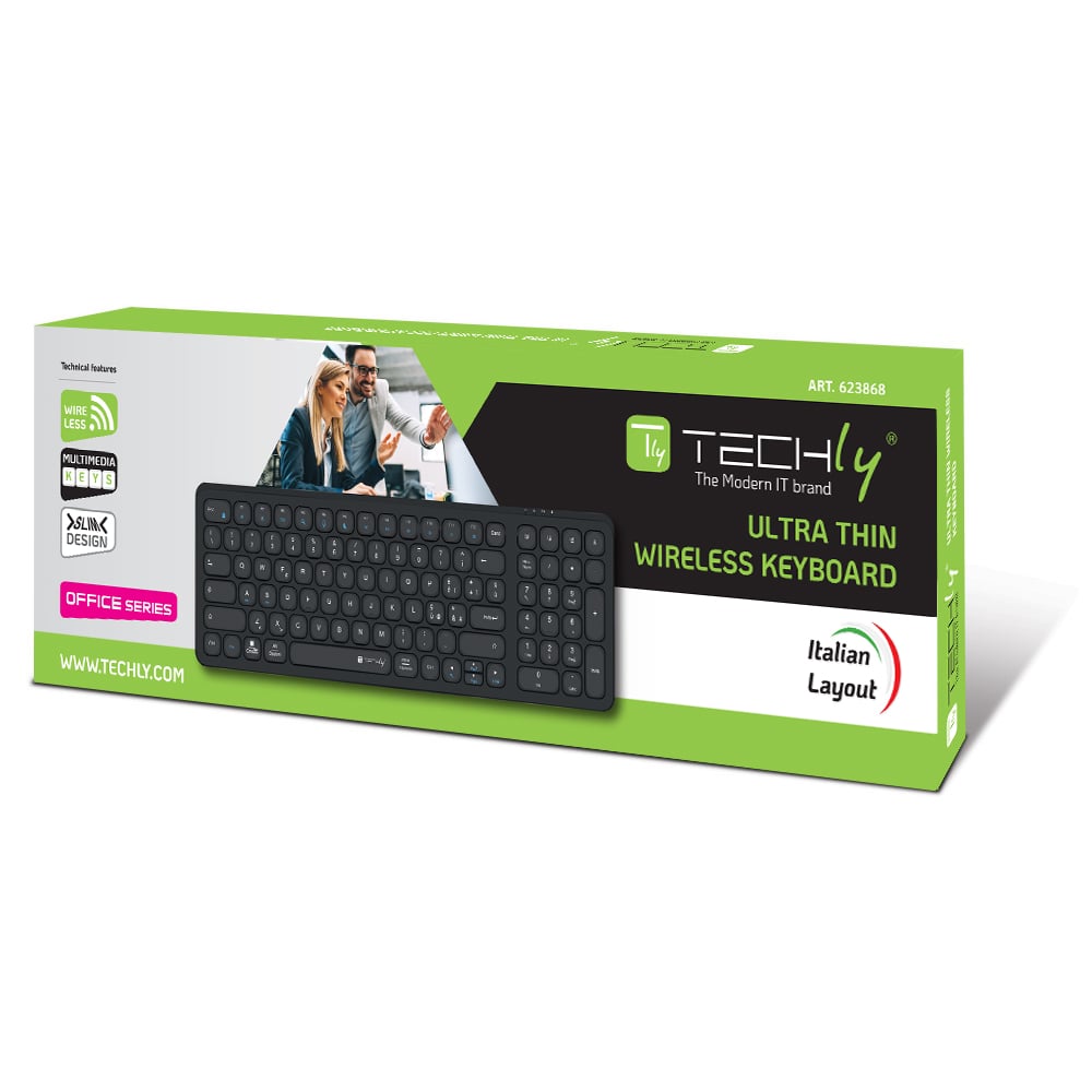 Tastiera Ultrasottile Wireless 2,4 Ghz Nero - Techly ICTWC008