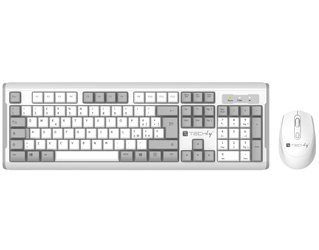 Kit Tastiera e Mouse Wireless 2.4GHz 1600 DPI Bianco e Grigio - Techly ICTWC008GYW