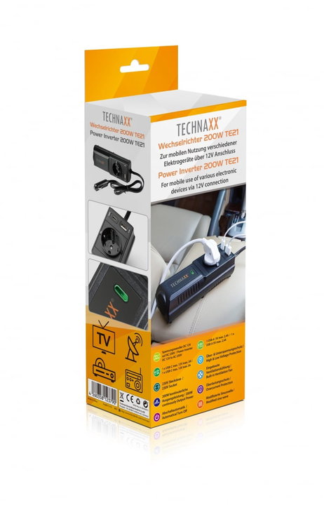 Trasformatore di corrente per auto 12V/230V con USB-A e USB-C - Technaxx ICTX-TE21
