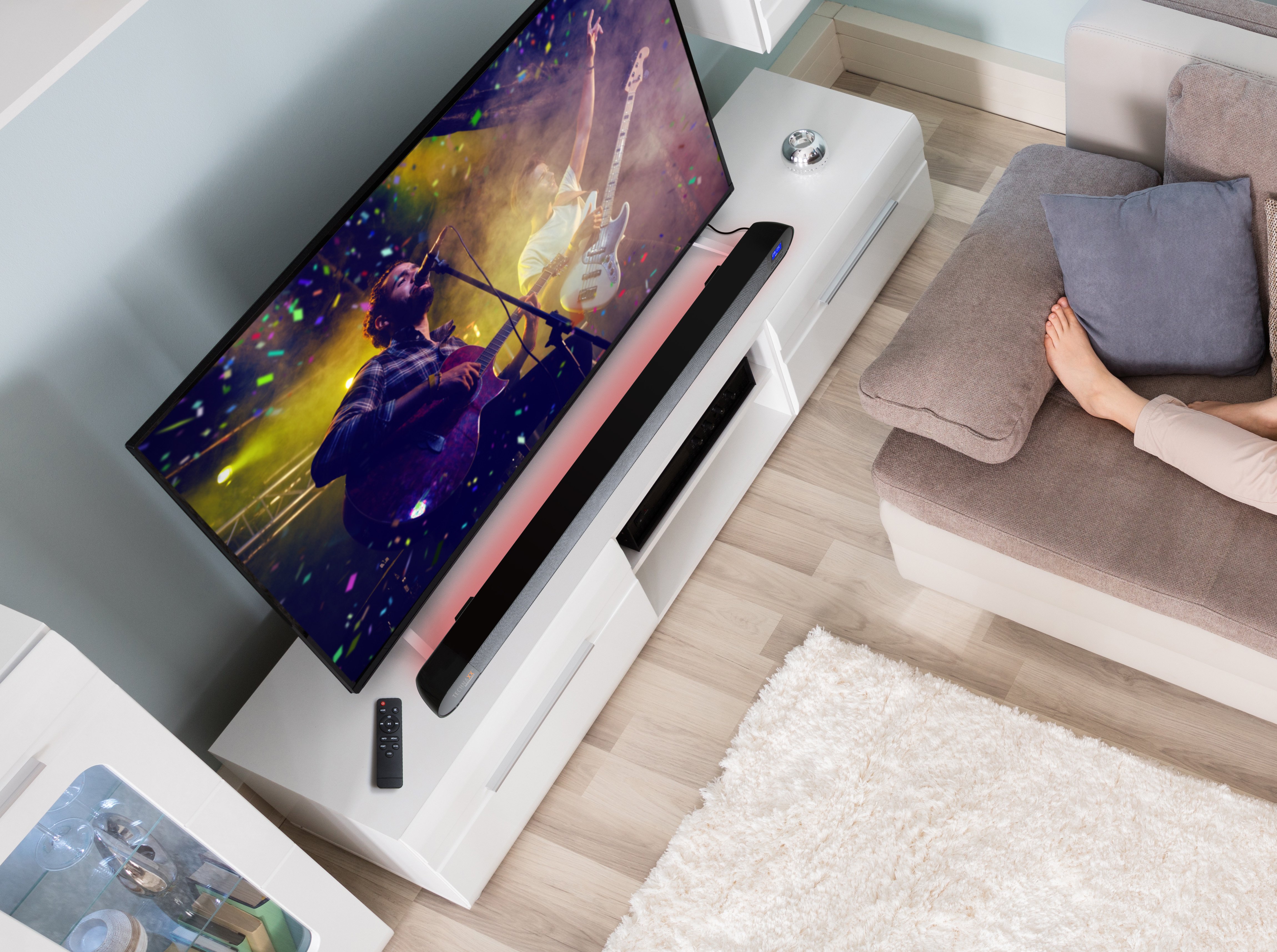 Soundbar with DAB+ Radio and FM Bluetooth V 5.0 Optics and LED Light 7 Colours - Technaxx ICTX-TX 139