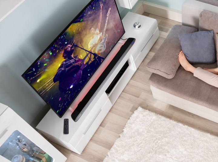Soundbar with DAB+ Radio and FM Bluetooth V 5.0 Optics and LED Light 7 Colours - Technaxx ICTX-TX 139