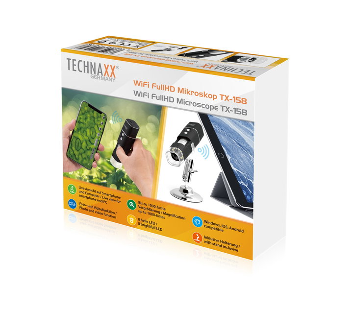WiFi FullHD Microscope Zooming 1000 x 8 LED, TX- 158 - Technaxx ICTX-TX 158