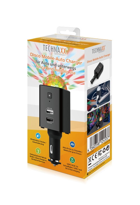 Caricatore da Auto USB-C con Luce Disco TX-159 - Technaxx ICTX-TX159