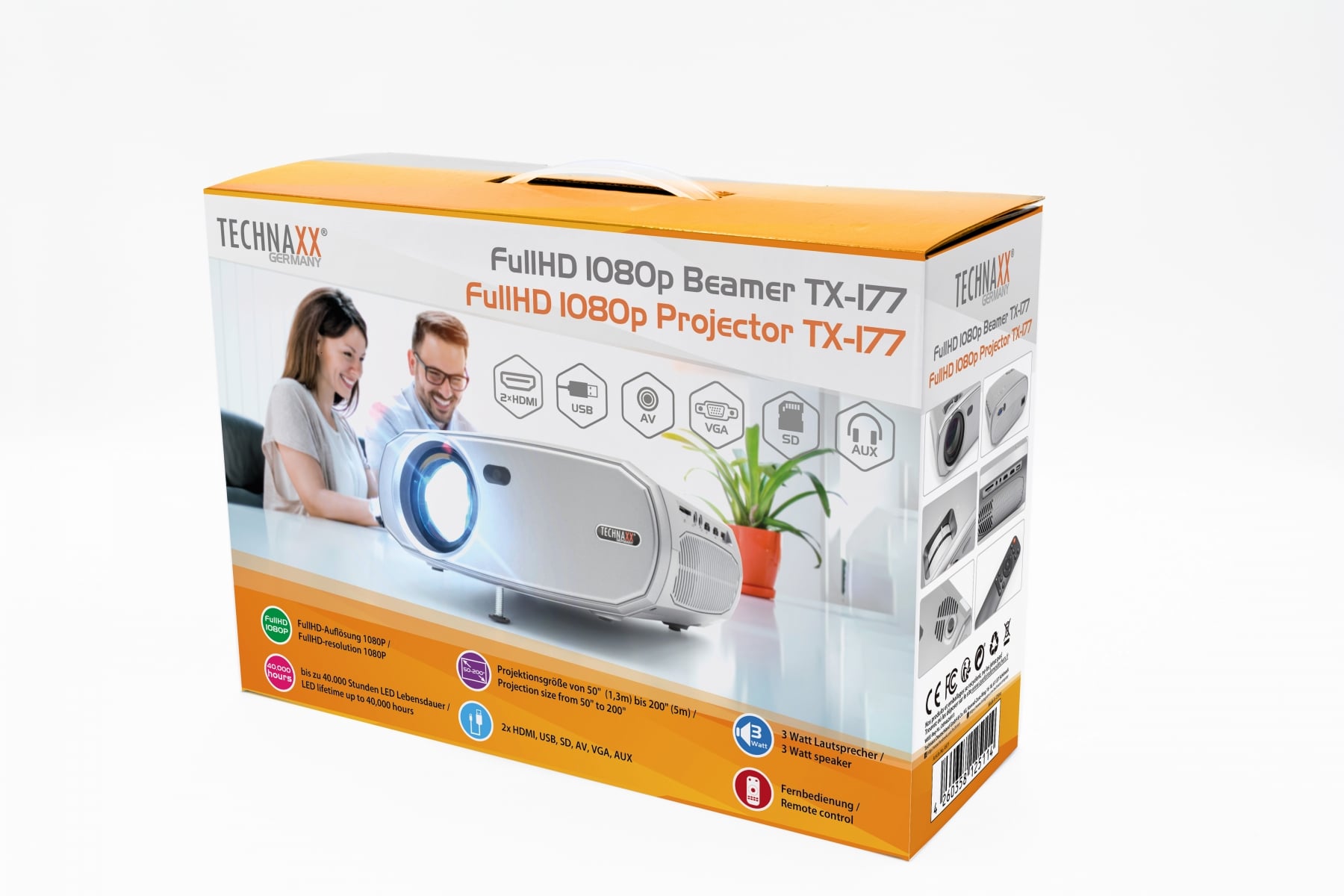 FullHD 1080 p Projector Native with Multimedia Player - Technaxx ICTX-TX 177