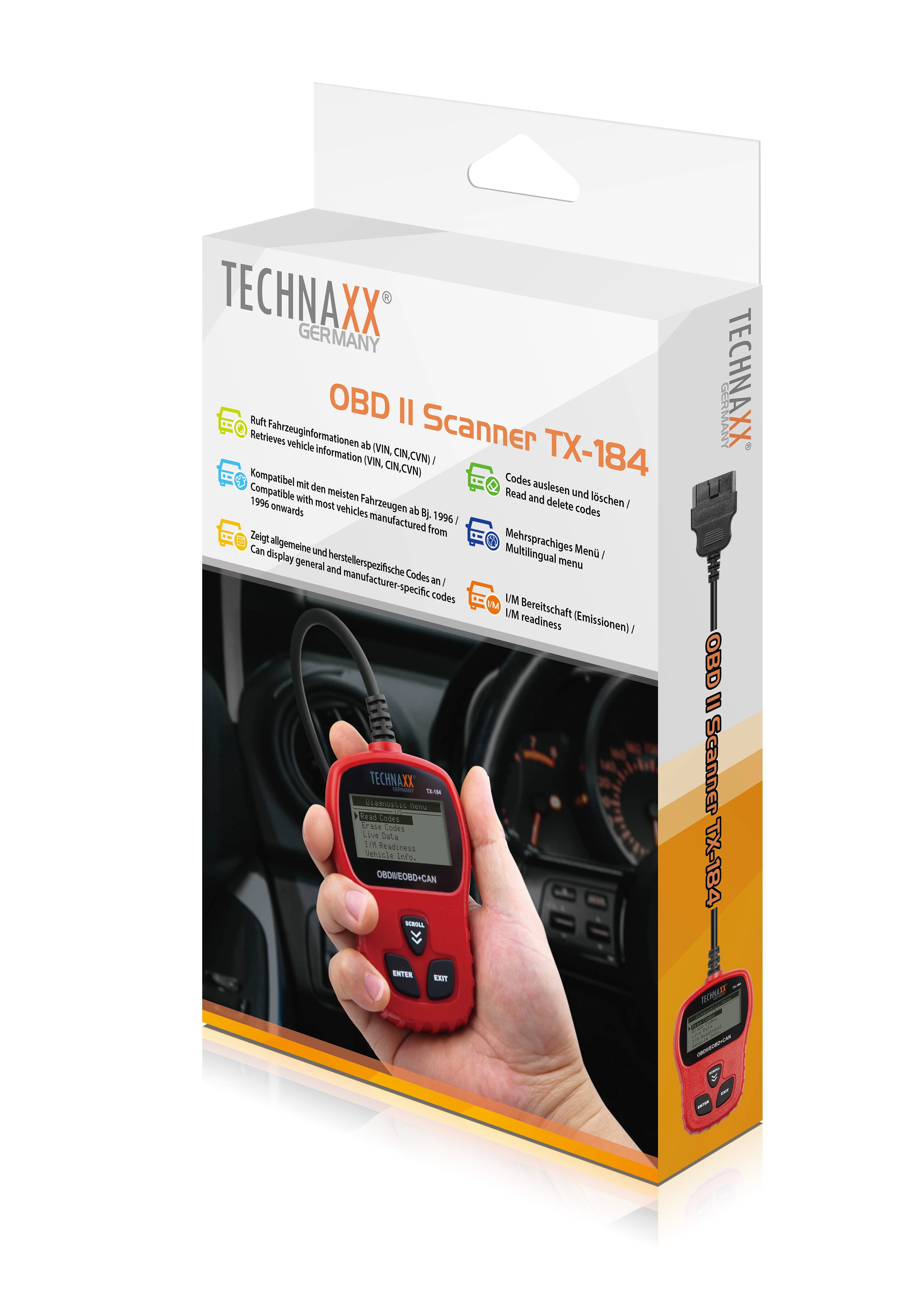 Scanner Universale Lettore di Codici OBD II Strumento di Diagnostica Auto dal 1996 - Technaxx ICTX-TX184
