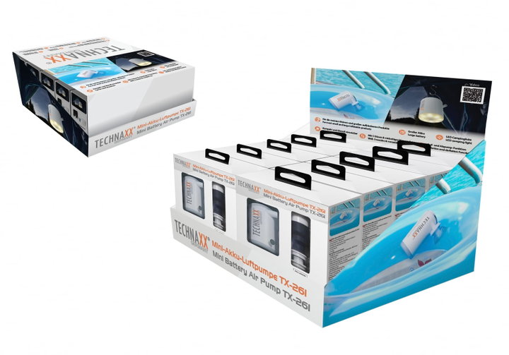 Mini Pompa ad Aria con Batteria Ricaricabile e Luce LED da Campeggio - Technaxx ICTX-TX261