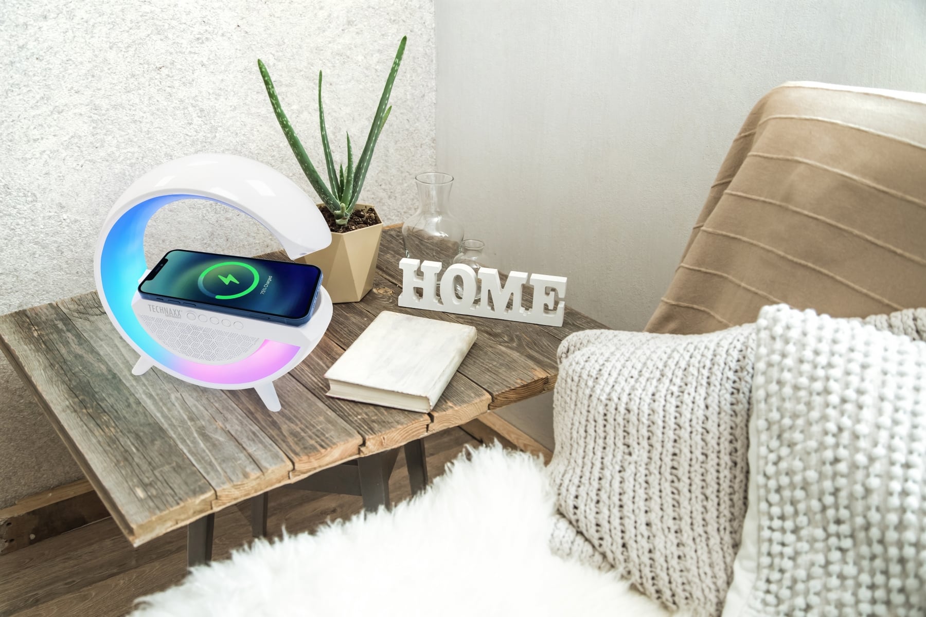 Bluetooth v 5.3 speaker with LED light and Wireless charger, TX- 264 - Technaxx ICTX-TX 264