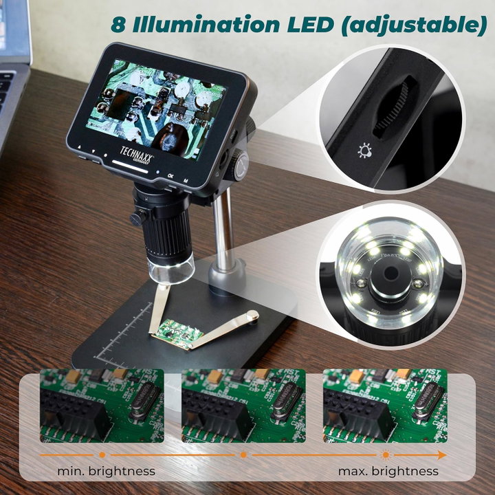 Microscopio Digitale con Display 4,3" 720p 8 LED 50x - Technaxx ICTX-TX277