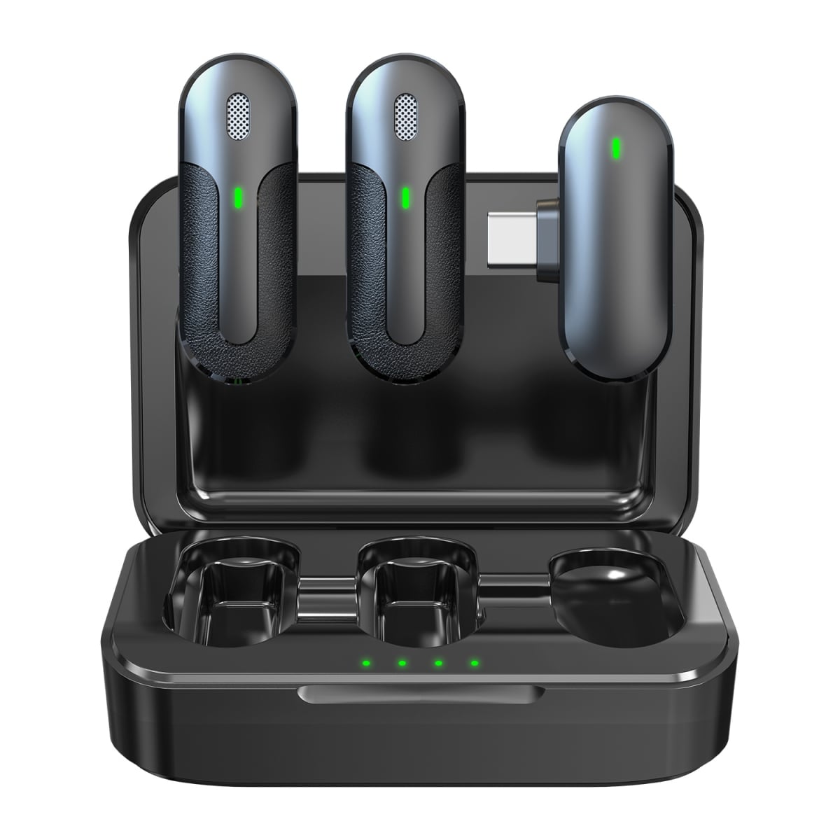 Set 2 Mini Microfoni Lavalier Wireless con Ricevitore USB-C™ e Custodia di Ricarica, TX301 - Technaxx ICTX-TX301