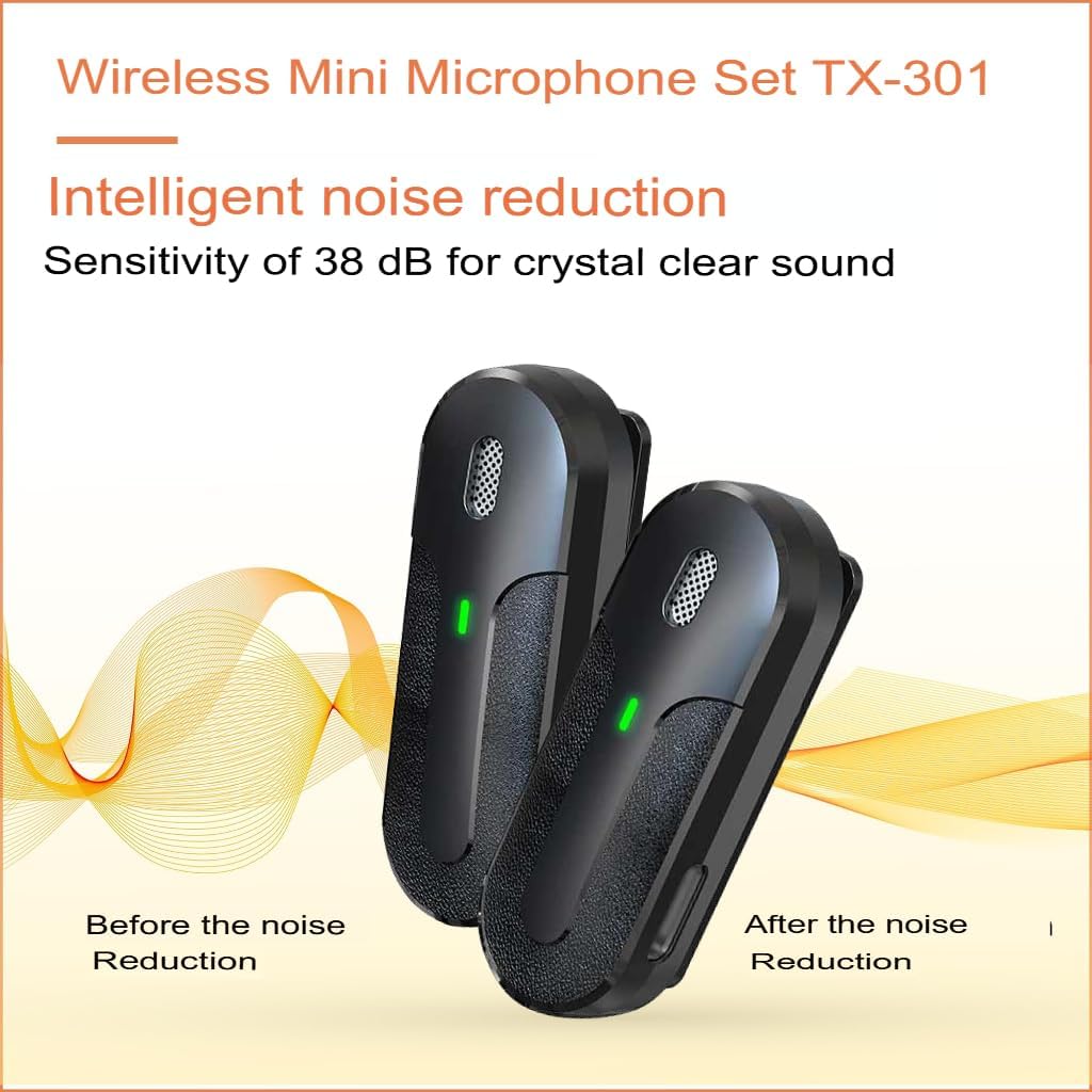 Set 2 Mini Microfoni Lavalier Wireless con Ricevitore USB-C™ e Custodia di Ricarica, TX301 - Technaxx ICTX-TX301