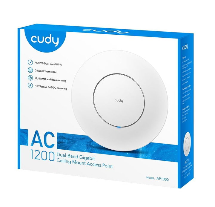 Punto di Accesso Wireless Gigabit Dual Band AC1200 PoE con Mesh - Cudy ICU-AP1300