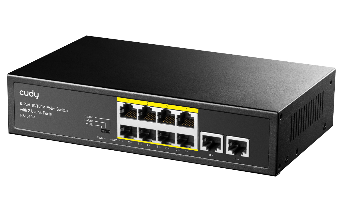 Switch PoE+ 10/100m a 8 Porte con 2 Porte Uplink, FS1010P - Cudy ICU-FS1010P