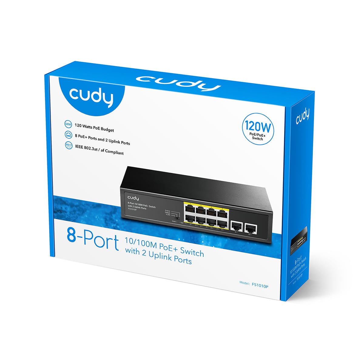 Switch PoE+ 10/100m a 8 Porte con 2 Porte Uplink, FS1010P - Cudy ICU-FS1010P
