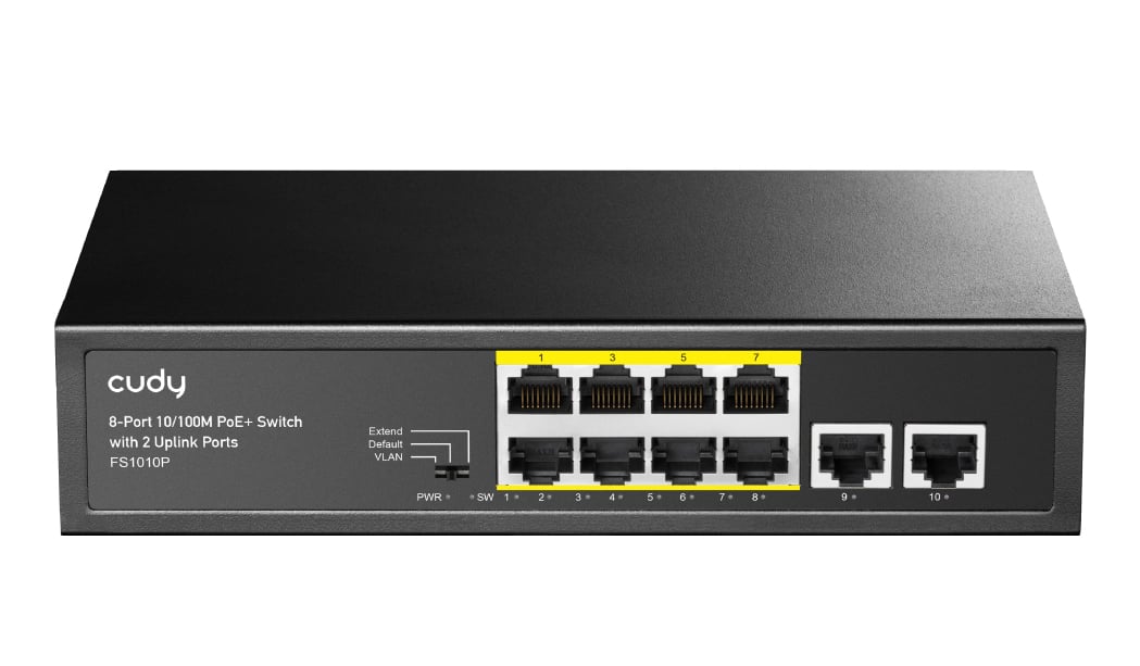 Switch PoE+ 10/100m a 8 Porte con 2 Porte Uplink, FS1010P - Cudy ICU-FS1010P