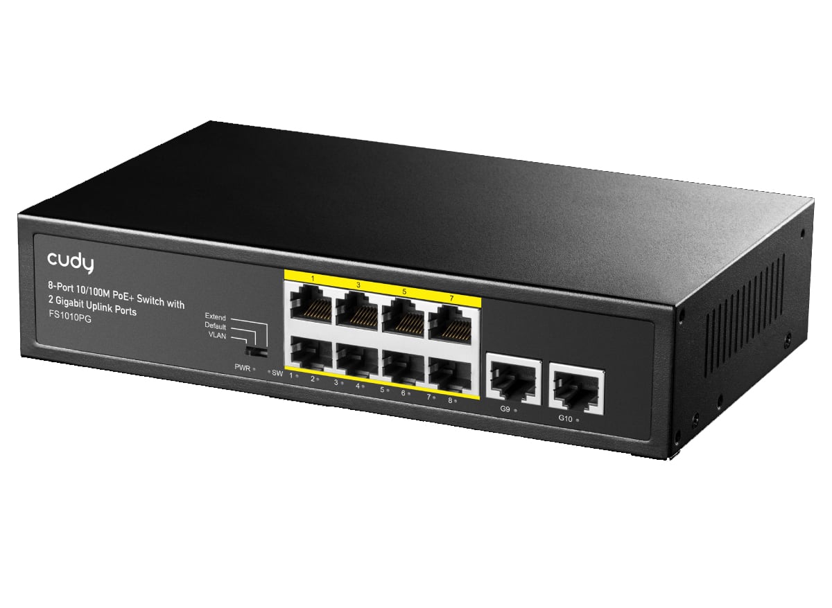 Switch PoE+ 10/100m 8 Porte con 2 Porte Uplink Gigabit, FS1010PG - Cudy ICU-FS1010PG