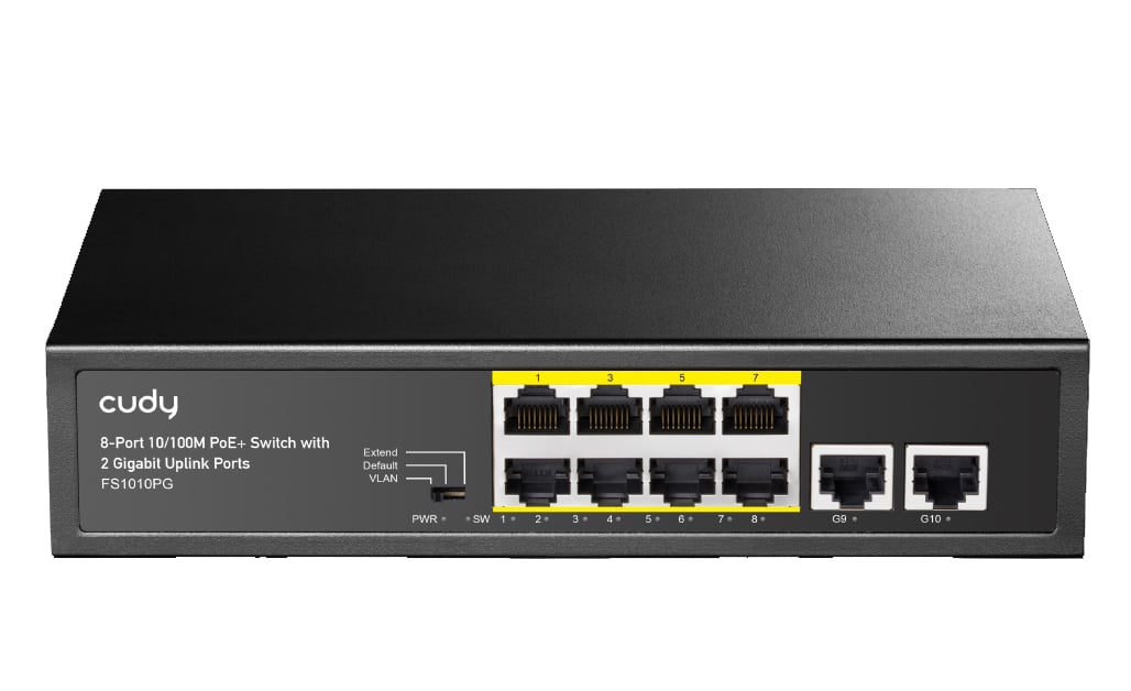 Switch PoE+ 10/100m 8 Porte con 2 Porte Uplink Gigabit, FS1010PG - Cudy ICU-FS1010PG