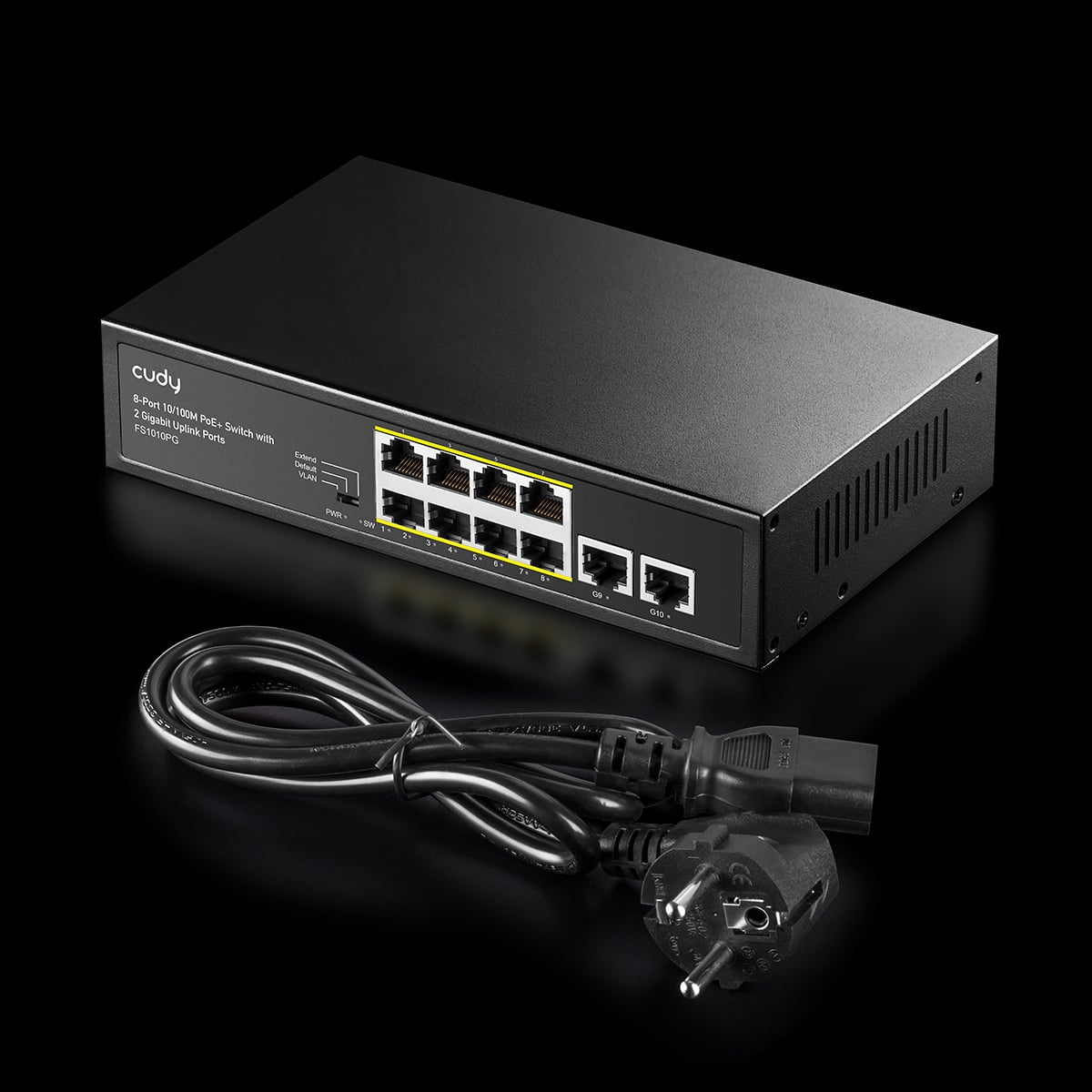 Switch PoE+ 10/100m 8 Porte con 2 Porte Uplink Gigabit, FS1010PG - Cudy ICU-FS1010PG