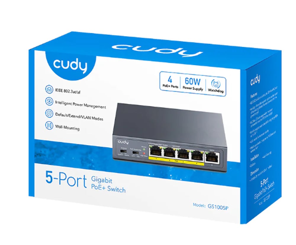 Unmanaged Switch Gigabit POE+ 5 porte 60W, GS1005P 2.0 - Cudy ICU-GS1005P