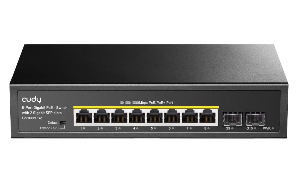 Switch Gigabit PoE+ 8 Porte con 2 slot SFP Gigabit, GS1008PS2 - Cudy ICU-GS1008PS2