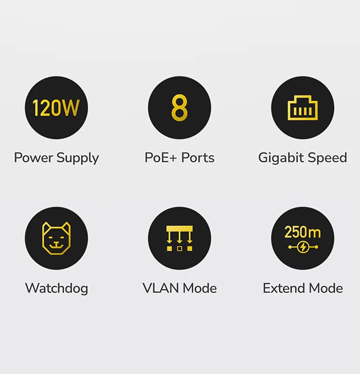 Switch Gigabit PoE+ 8 Porte con 2 Uplink GbE, GS1010P Nero - Cudy ICU-GS1010P