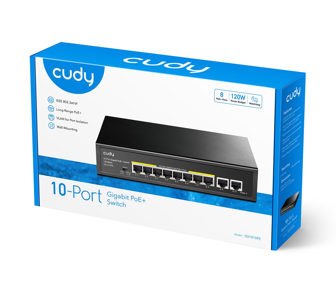 Switch Gigabit PoE+ 10 Porte, GS1010PE - Cudy ICU-GS1010PE