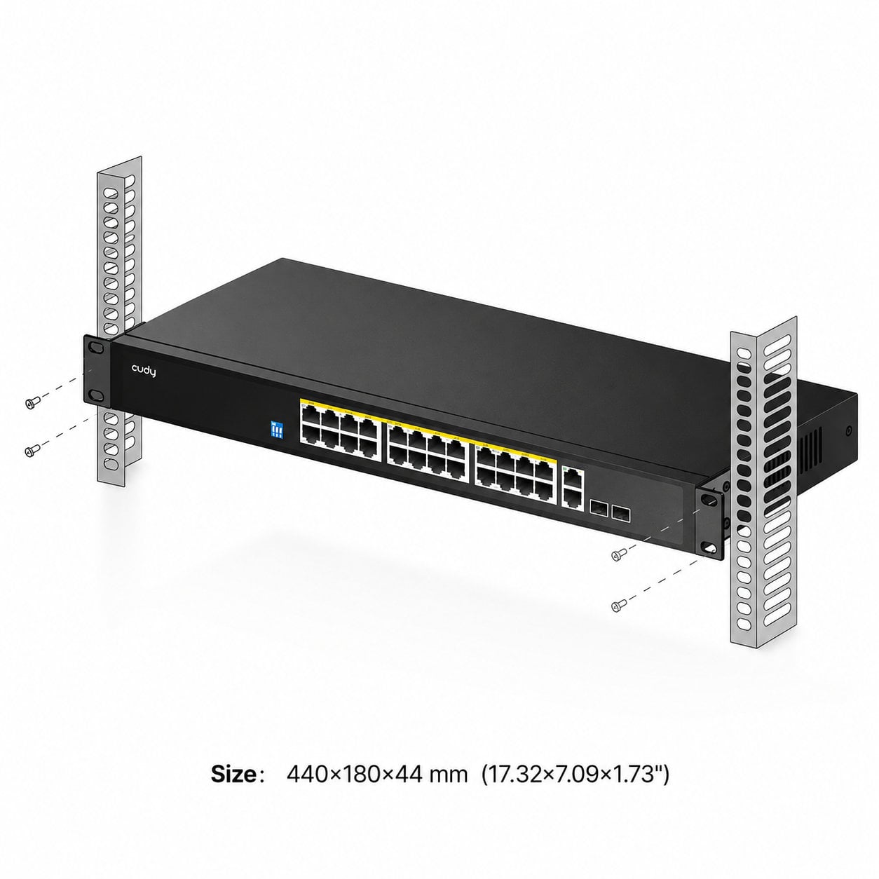 Switch Gigabit PoE+ 24 Porte con 2 Uplink GBE e 2 Gigabit SFP, GS1026PS2 Nero - Cudy ICU-GS1026PS2