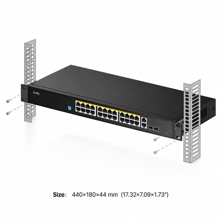 Switch Gigabit PoE+ 24 Doors with 2 Uplink GbE and 2 SFP - Cudy ICU-GS 1026 PS 2