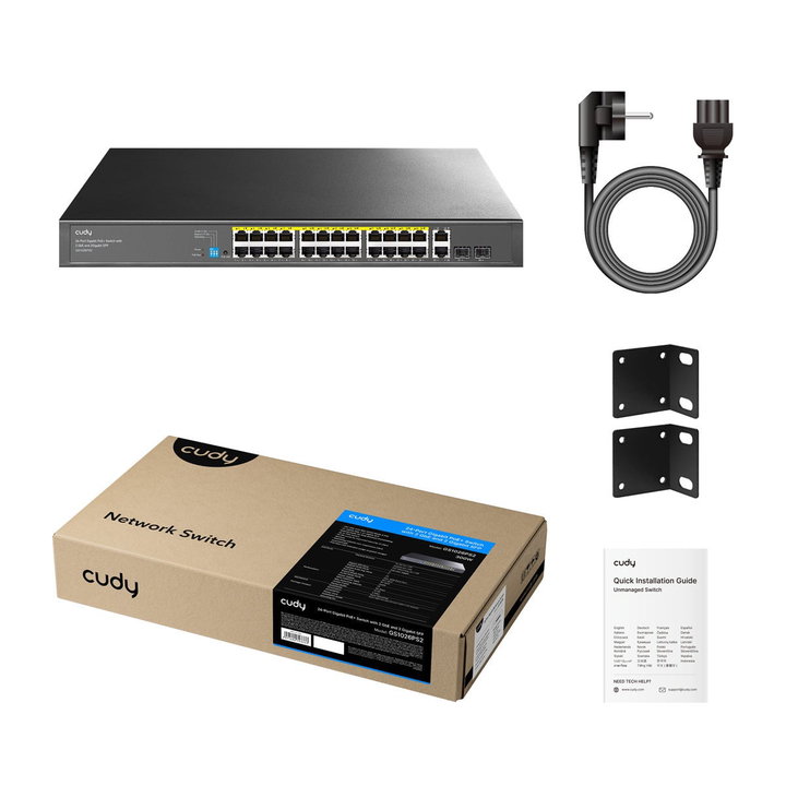 Switch Gigabit PoE+ 24 Doors with 2 Uplink GbE and 2 SFP - Cudy ICU-GS 1026 PS 2