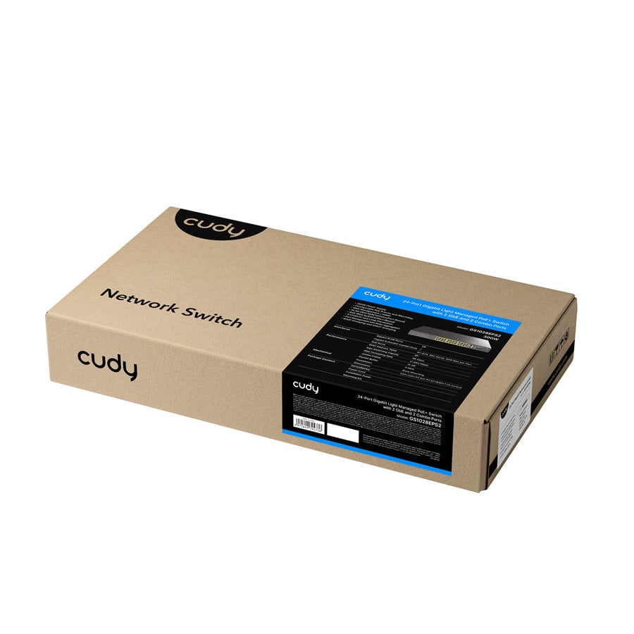 Switch Easy Managed Gigabit 24 Doors PoE+ 2 Uplink GbE 2 SFP/RJ 45 Combo - Cudy ICU-GS 1028 EPS 2
