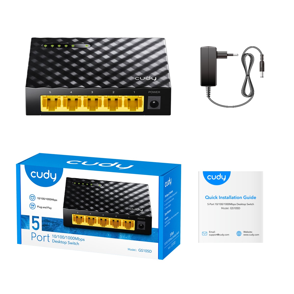 Switch Desktop Gigabit a 5 Porte, GS105D - Cudy ICU-GS105D