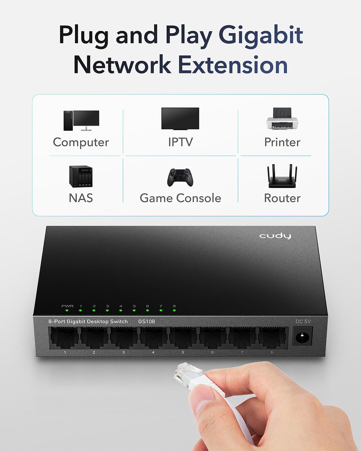 Switch Desktop Gigabit a 8 Porte, GS108 - Cudy ICU-GS108
