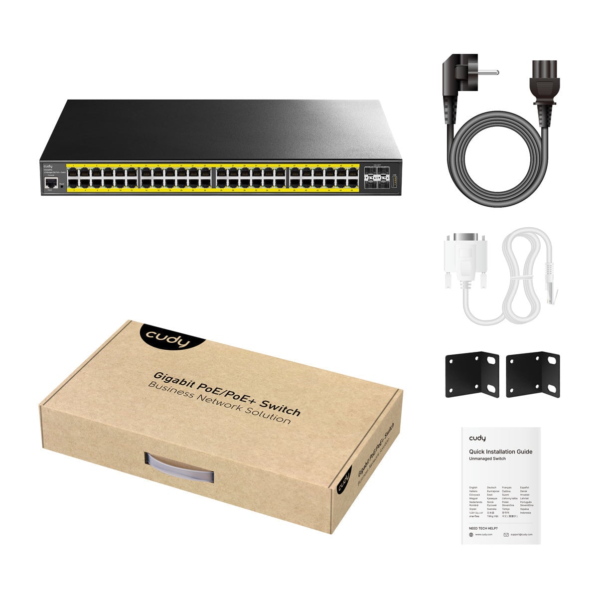 Switch 48 Porte Web-Managed PoE++ Gigabit L2 con 4 Porte SFP, GS2048PS4 Nero - Cudy ICU-GS2048PS4