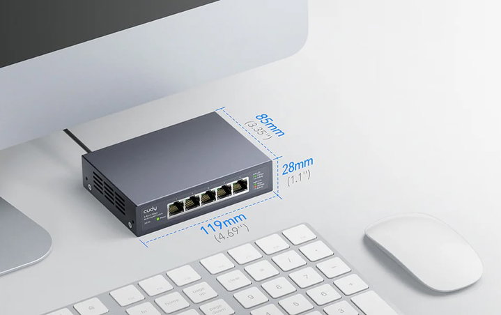 Switch 5 Porte 2.5G Ethernet Custodia in Metallo, HS105 - Cudy ICU-HS105